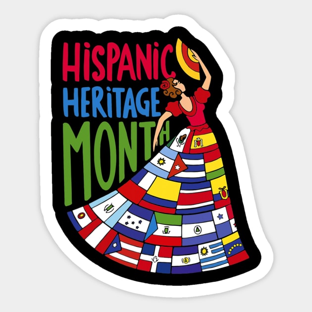 National Hispanic Heritage Month Celebration Flags Men Women Sticker by Eleam Junie